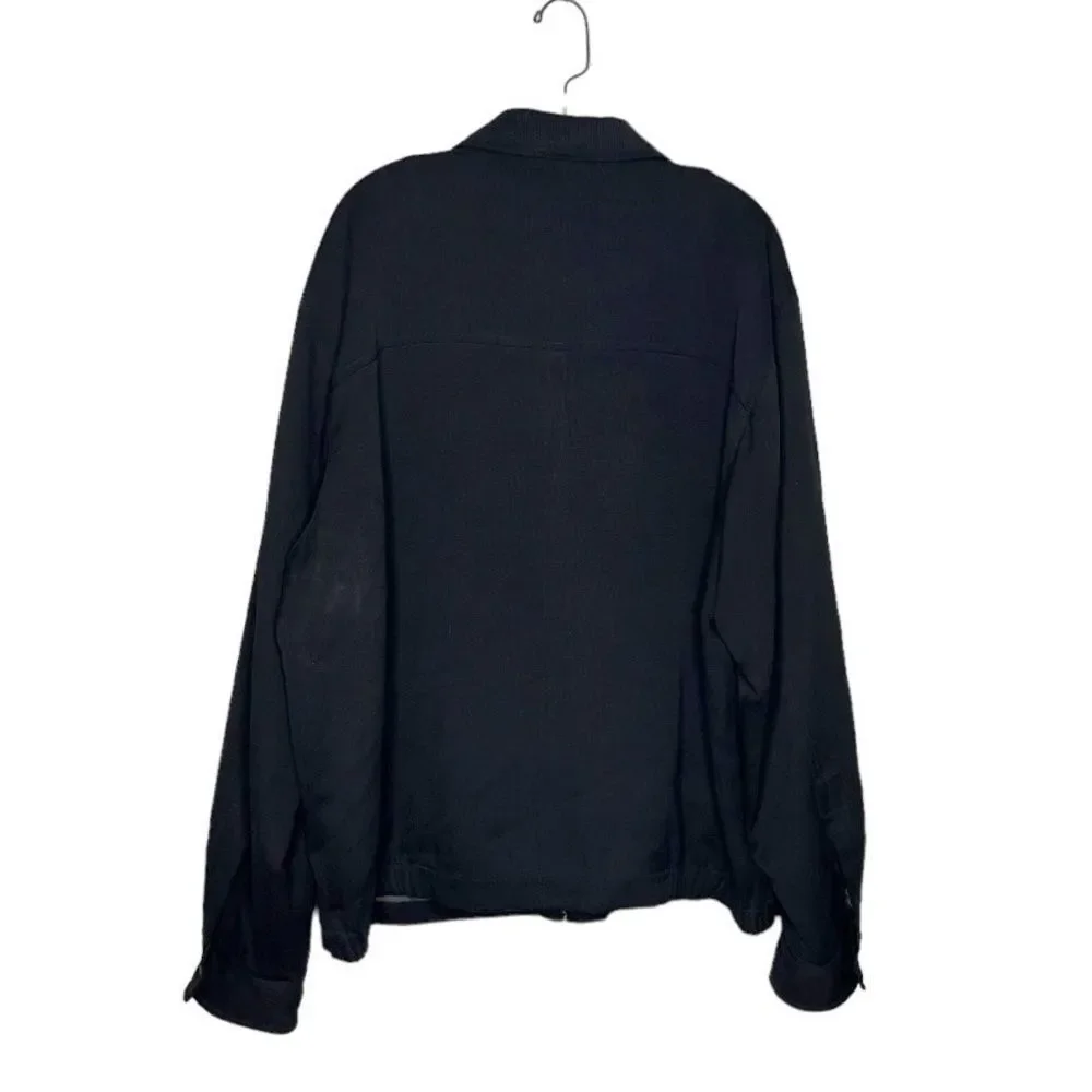 TOMMY BAHAMA Mens Black Jacket Lightweight Silk Blend Lined Full Zip Size XL
